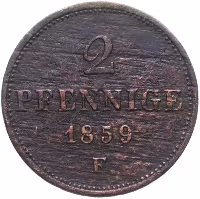 купить Германия, Саксония 2 пфеннига 1859