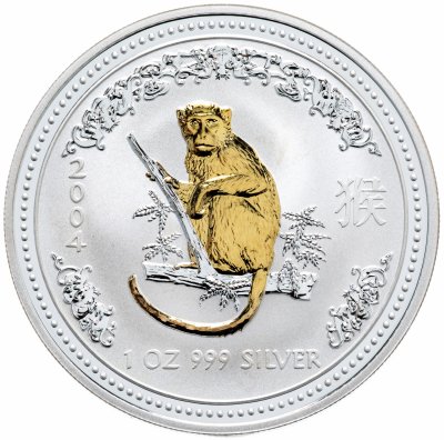 купить Австралия 1 доллар 2004 "Год обезьяны" с позолотой
