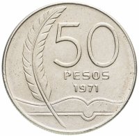 купить Уругвай 50 песо (pesos) 1971 "100 лет со дня рождения Хосе Энрике Родо́"