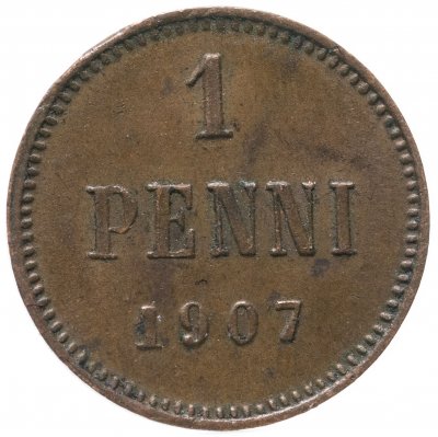 купить 1 пенни (penny) 1907, монета для Финляндии