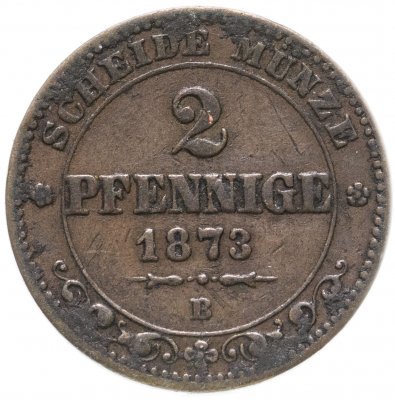 купить Германия, Саксония 2 пфеннига (pfennige) 1873 B