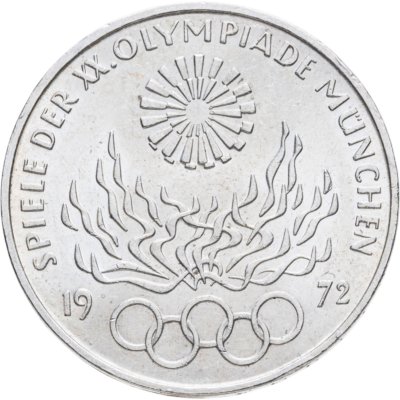 купить Германия 10 марок (mark) 1972 "XX летние Олимпийские Игры, Мюнхен 1972 - Факел" знак монетного двора: "G" - Мюнхен