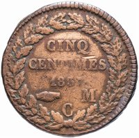 Купить Монако 5 сантимов (centimes) 1837