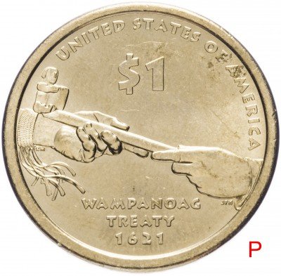 купить США 1 доллар (dollar) 2011 Р "Коренные Американцы - Договор с Вампаноагами"
