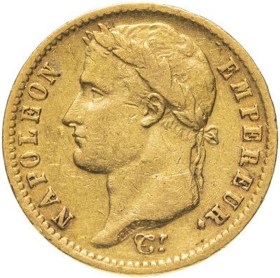 купить Франция 20 франков (francs), наполеондор, с портретом Наполеона I Бонапарта, знак монетного двора: "A" - Париж