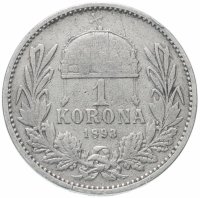 Купить Австро-Венгрия 1 крона 1893, монета для Венгрии