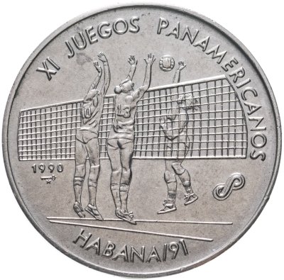 купить Куба 1 песо (peso) 1990 "XI Пан-Американские игры, Гавана - Волейбол"
