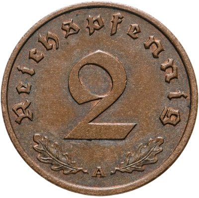 купить Германия (Третий рейх) 2 рейхспфеннига (reichspfennig) "A" 1938