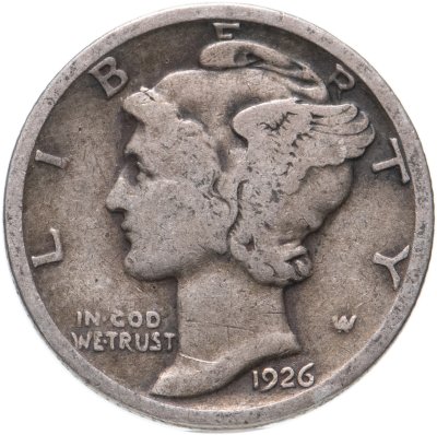 купить США 10 центов (дайм, one dime) 1926 Mercury Dime Без отметки монетного двора