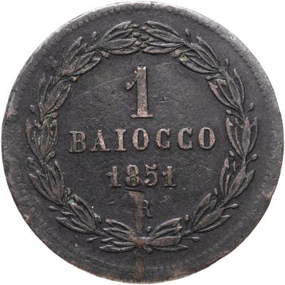 купить Папская область 1 байокко (baiocco) 1851