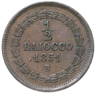 купить Папская область 1/2 байокко, 1851