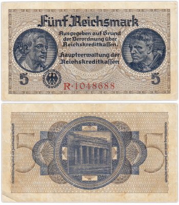 купить Германия, Третий рейх 5 рейхсмарок (reichsmark) 1939-1945 "Немецкие оккупационные территории"
