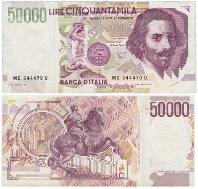 купить Италия 50000 лир 1992 (Pick 116b)