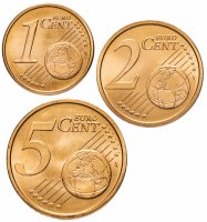 купить Италия годовой набор 1,2,5 центов 2002 (3 монеты, UNC)