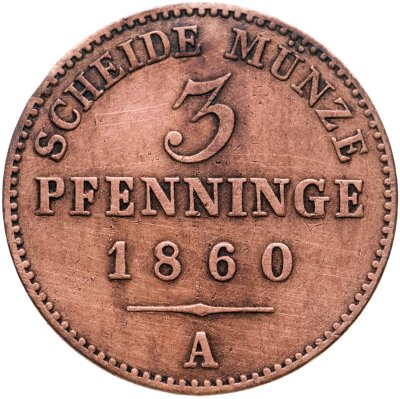 купить Германия, Пруссия 3 пфеннига 1860
