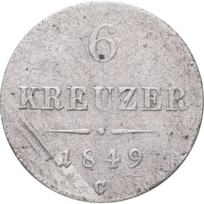 купить Австрия 6 крейцеров (kreuzer) 1849 Знак монетного двора "C" - Прага