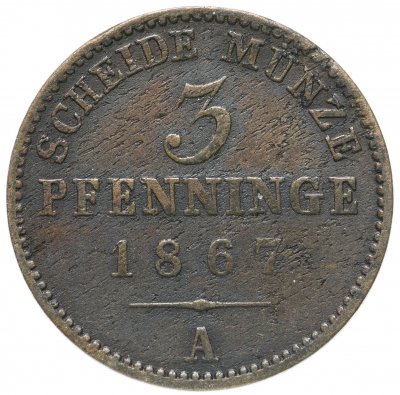 купить Германия, Пруссия 3 пфеннига 1867
