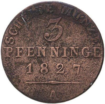 купить Германия, Пруссия 3 пфеннига 1827