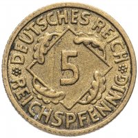 купить Германия 5 рейхспфеннигов (reichspfennig) 1924-1936 F