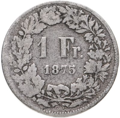 купить Швейцария 1 франк (franc) 1875