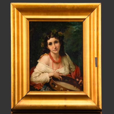 купить Картина "Портрет итальянки", по оригиналу Roberto Bompiani (Роберто Бомпиани), холст, масло, в раме, Западная Европа, 1910-1950 гг.