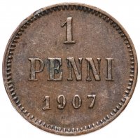 купить 1 пенни (penny) 1907, монета для Финляндии