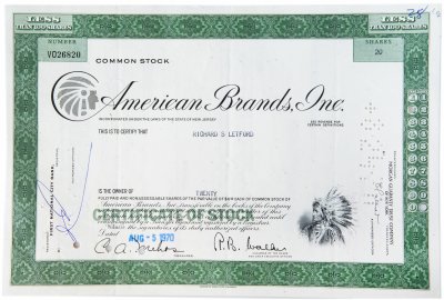 купить Акция США American Brands, Inc 1970 г.