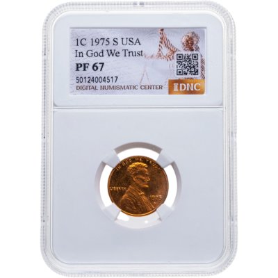 купить США 1 цент (cent) 1975 S "Lincoln Memorial Cent" в слабе DNC PF67