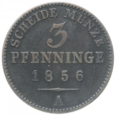 купить Германия 3 пфеннига (pfenninge) 1856 A
