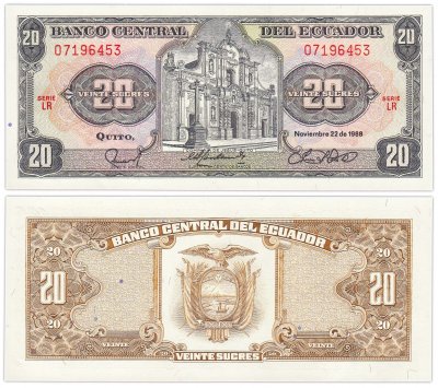 купить Эквадор 20 сукре 1988 (Pick 121A) Серия LR