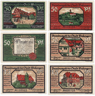 купить Германия (Тюрингия: Вазунген) набор из 6 нотгельдов 1921