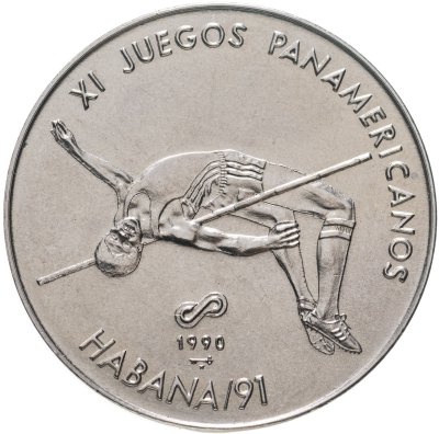купить Куба 1 песо 1990 "XI Пан-Американские игры, Прыжки в высоту"