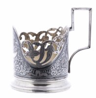 купить Подстаканник с растительным декором, серебро 875 пр., золочение, чернь, Кубачинский художественный комбинат, СССР, 1961-1968 гг.