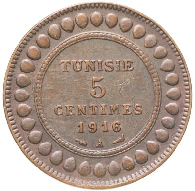 купить Тунис 5 сантимов (centimes) 1916