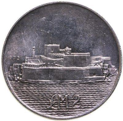 купить Мальта 2 лиры 1972 "Форт Сант-Анджело"