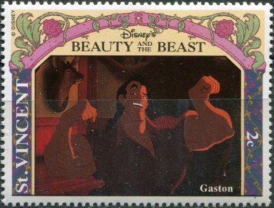 купить Сент-Винсент Почтовая марка 1992 ""Красавица и чудовище". Гастон"