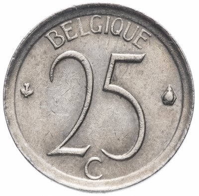 купить Бельгия 25 сантимов 1964-1975 гг. Надпись на французском - 'BELGIQUE'