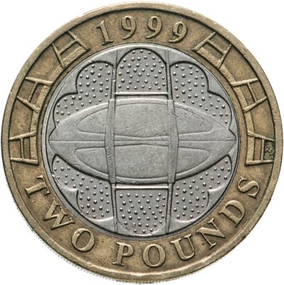 купить Великобритания 2 фунта (pounds) 1999 "Чемпионат мира по регби"