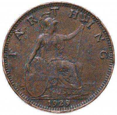 купить Великобритания 1 фартинг (farthing) 1929