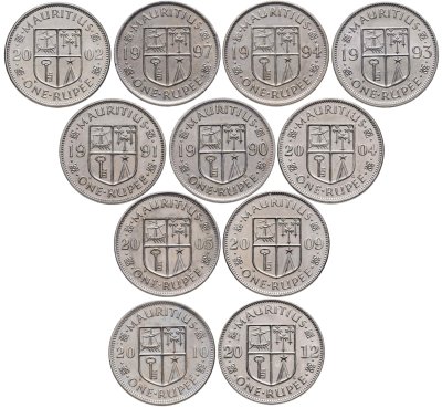 купить Маврикий набор монет 1990-2012 (11 штук)