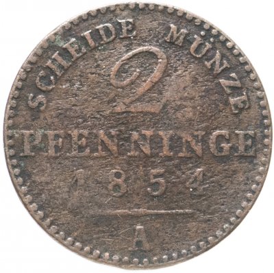 купить Германия, Пруссия 2 пфеннига 1854