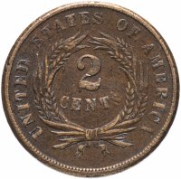 Купить США 2 цента 1864