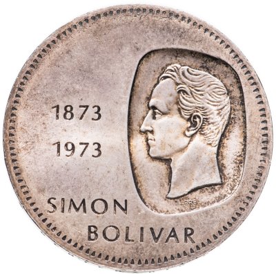 купить Венесуэла 10 боливаров (bolivares) 1973 100 лет изображению на монетах бюста Симона Боливара