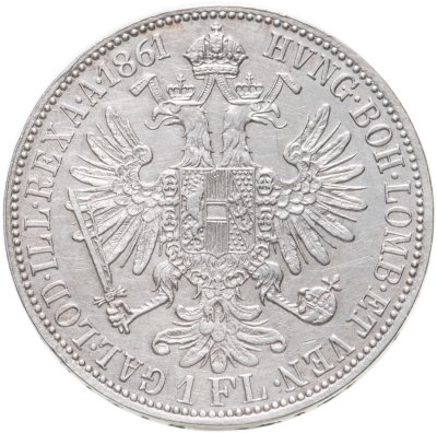 купить Австро-Венгрия 1 флорин 1861 год для Австрии, Франц Иосиф I, знак монетного двора "А" - Вена