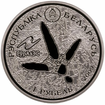 купить Беларусь 1 рубль 2009 "Животный мир стран ЕврАзЭС - Белый аист"