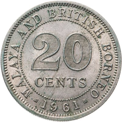 купить Малайя и Британское Борнео 20 центов (cents) 1961