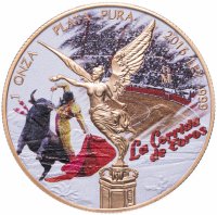 купить Мексика 1 онза 2016 "Драгоценные слитки - Коррида", в футляре с сертификатом