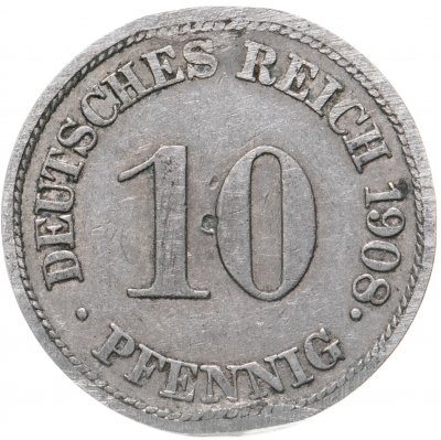 купить Германия 10 пфеннигов (pfennig) 1908 J знак монетного двора: "J" - Гамбург