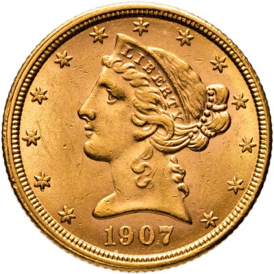 купить США 5 долларов (dollars) 1907 Liberty Head (Голова Свободы - орел)
