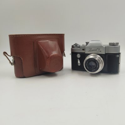 купить Фотоаппарат "Зенит-3М" с объективом "Индустар-50" в оригинальном кофре, металл, стекло, пластик, кожа, Красногорский механический завод (КМЗ), СССР, 1966 г.